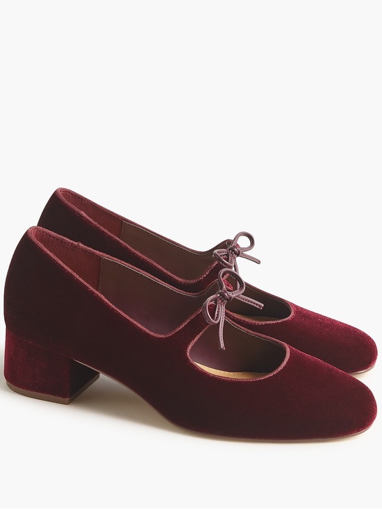 Madewell Shoes - J Crew Velvet bow tie–heeled Mary Janes CO242